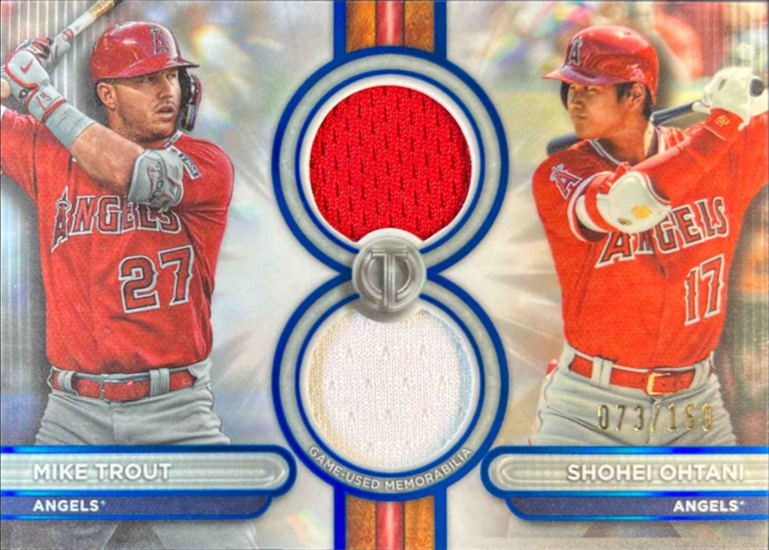Mike Trout / Shohei Ohtani 2024 Topps Tribute #DR2-TO Dual Relics