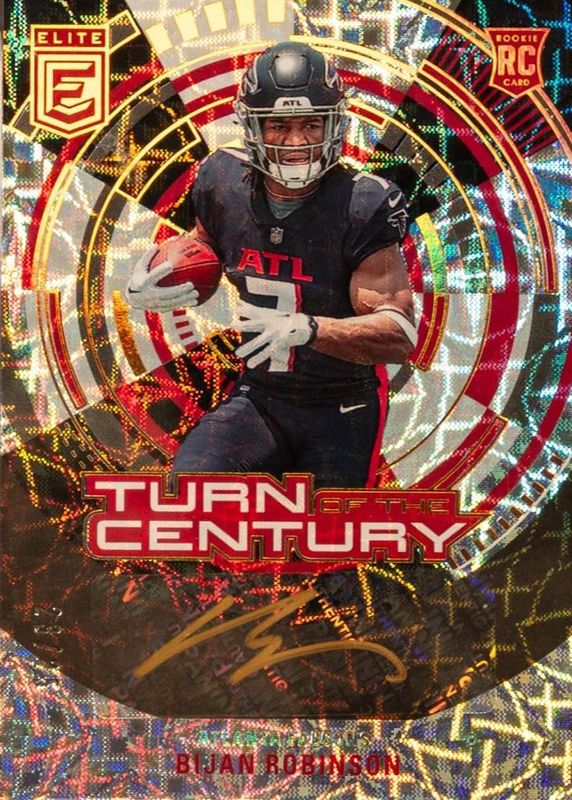 Bijan Robinson 2023 Elite #TC-BRO Turn of the Century Autographs - Black Gold /25 Rookie RAW