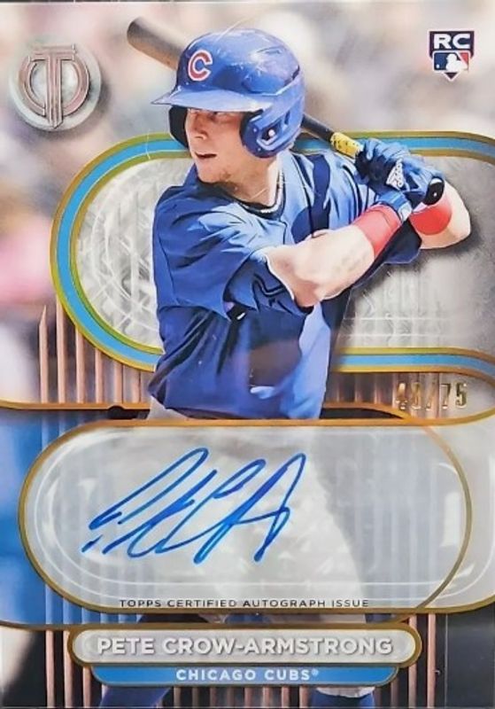 Pete Crow-Armstrong 2024 Topps Tribute #TA-PC Tribute Autographs - Gold /75 Rookie RAW