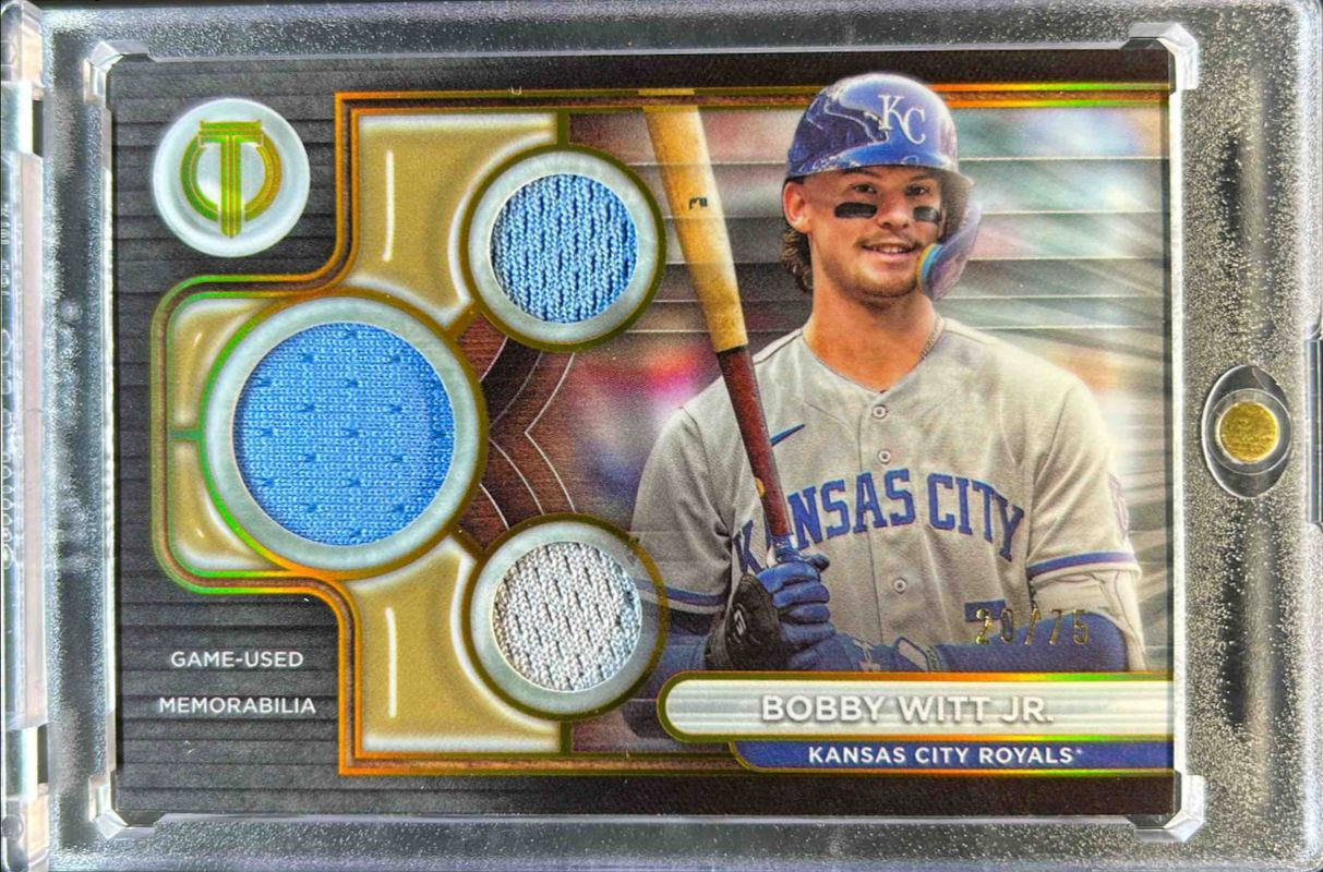 Bobby Witt 2024 Topps Tribute #TTR-BW Tribute Triple Relics - Gold /75 RAW