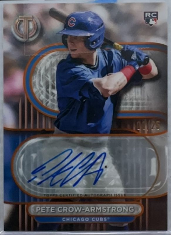 Pete Crow-Armstrong 2024 Topps Tribute #TA-PC Tribute Autographs - Orange /25 Rookie RAW