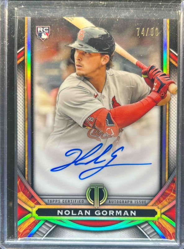 Nolan Gorman 2023 Topps Tribute #LIA-NG League Inauguration Autographs /99 Rookie RAW