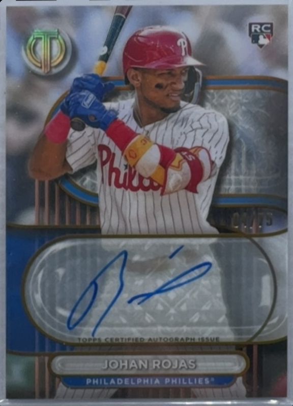 Johan Rojas 2024 Topps Tribute #TA-ROJ Tribute Autographs - Gold /75 Rookie RAW