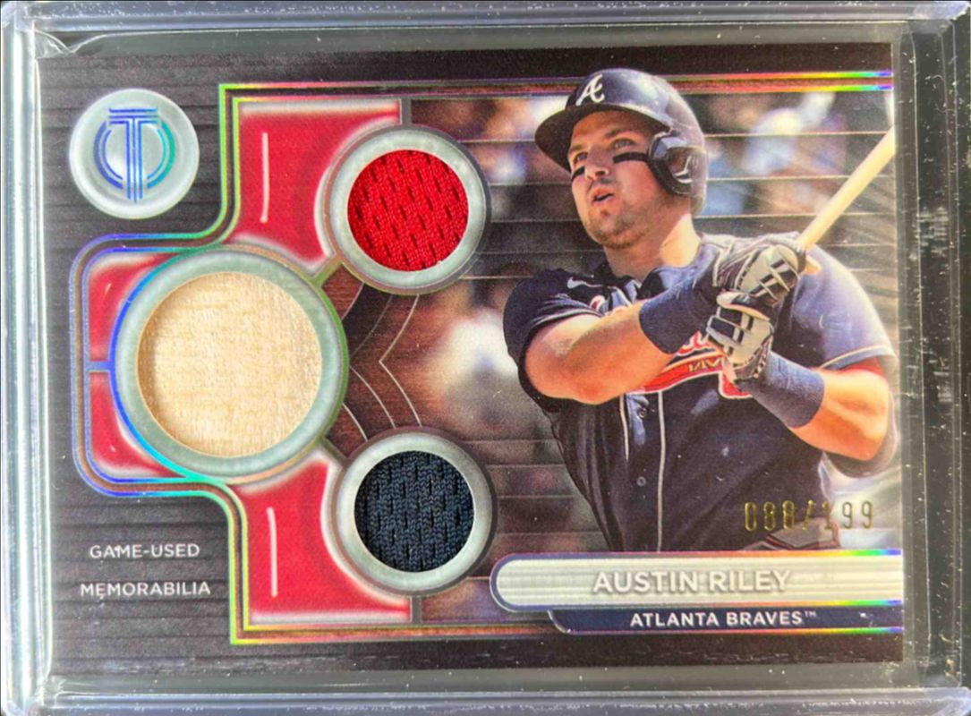 Austin Riley 2024 Topps Tribute #TTR-AR Tribute Triple Relics /199 RAW