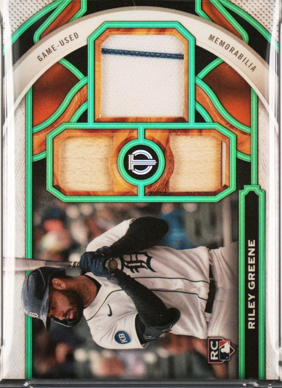 Riley Greene 2023 Topps Tribute #TR-RG Triple Relics - Green /99 Rookie RAW