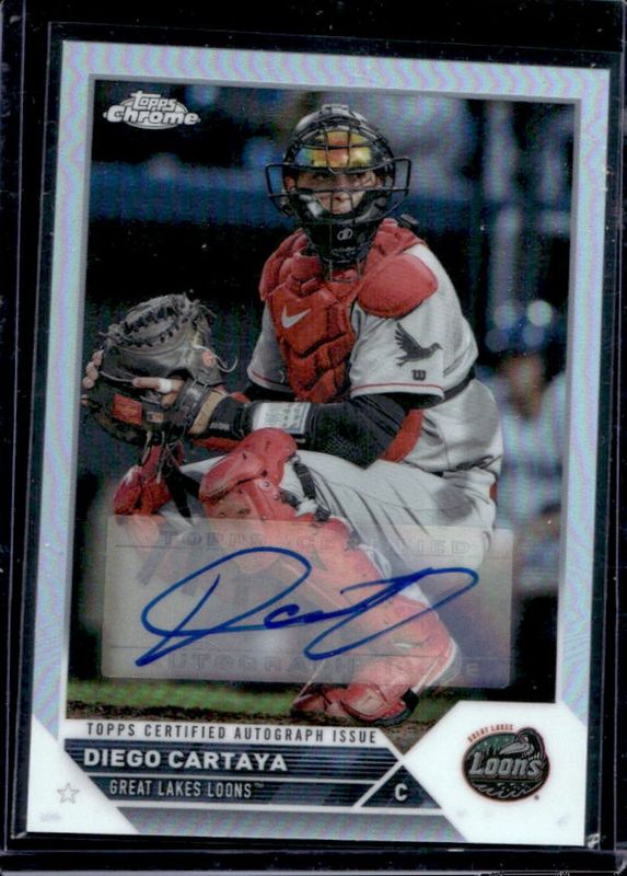 Diego Cartaya 2023 Topps Pro Debut #PDC-169 Chrome Autographs - Refractor /99 RAW