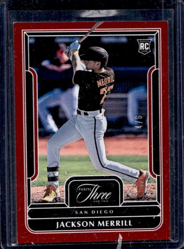 Jackson Merrill 2023 Panini Three and Two #54 Red /6 RAW