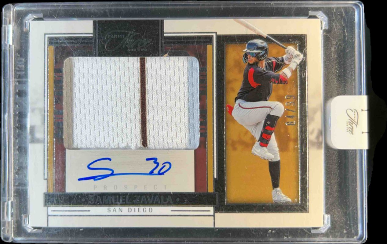 Samuel Zavala 2024 Panini Three and Two #PJA-SZ Prospect Jersey Autographs /99 RAW