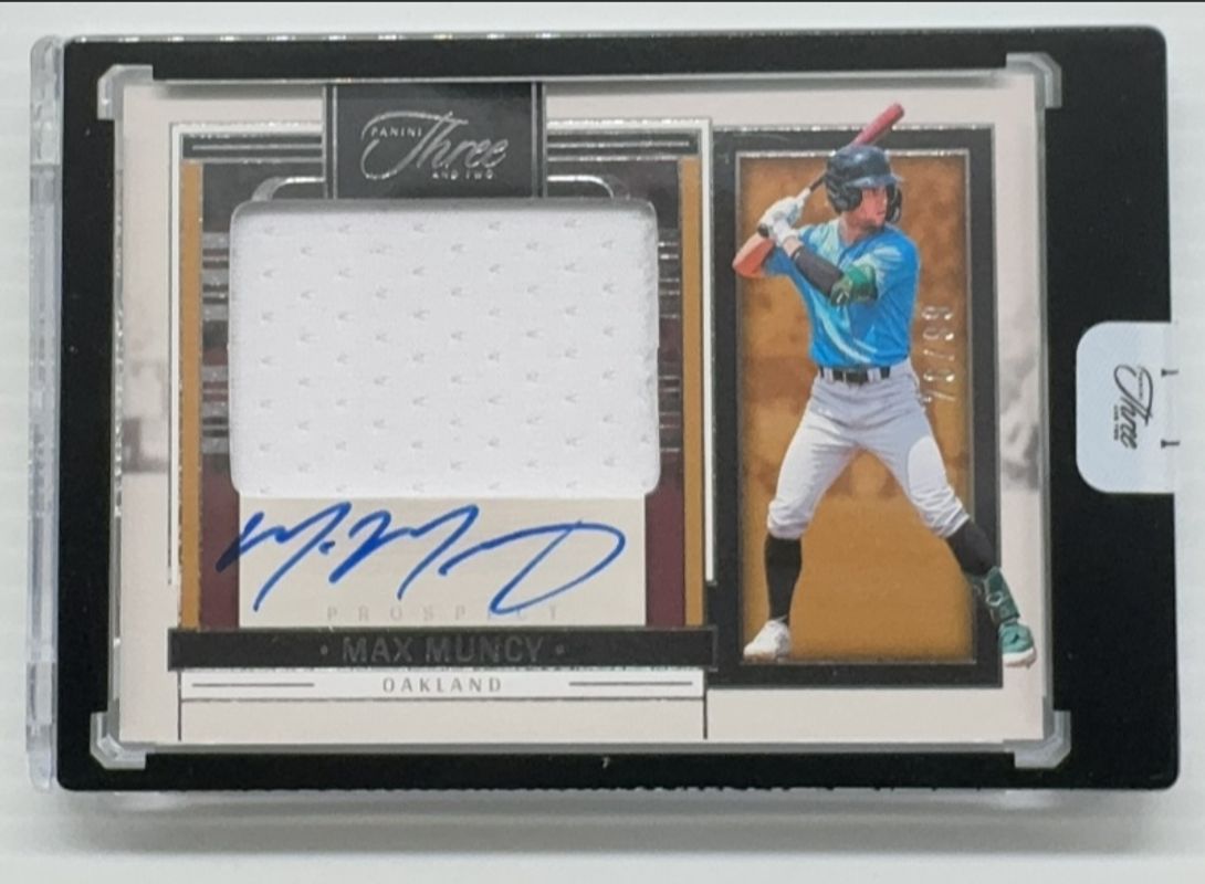 Max Muncy (Athletics) 2024 Panini Three and Two #PJA-MM Prospect Jersey Autographs /99 RAW