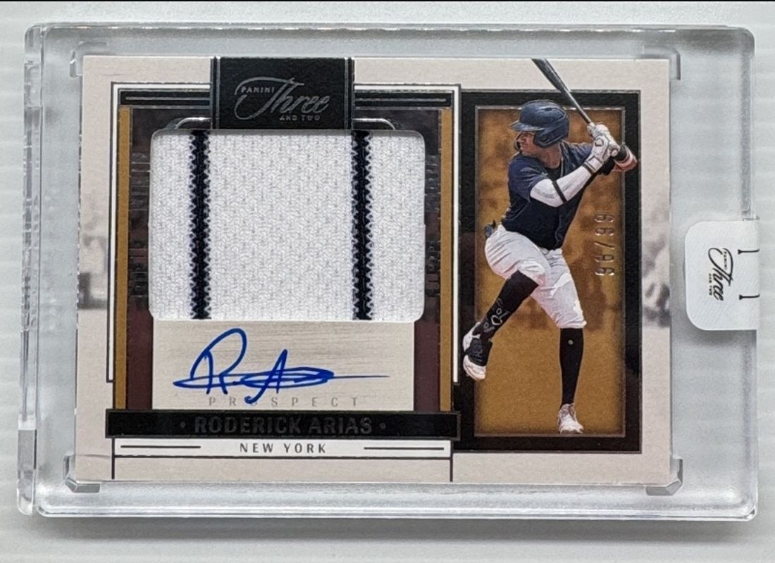 Roderick Arias 2024 Panini Three and Two #PJA-RA Prospect Jersey Autographs /99 RAW