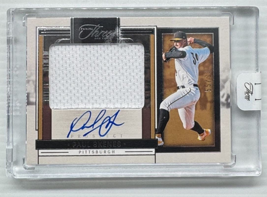 Paul Skenes 2024 Panini Three and Two #PJA-PS Prospect Jersey Autographs /99 Rookie RAW