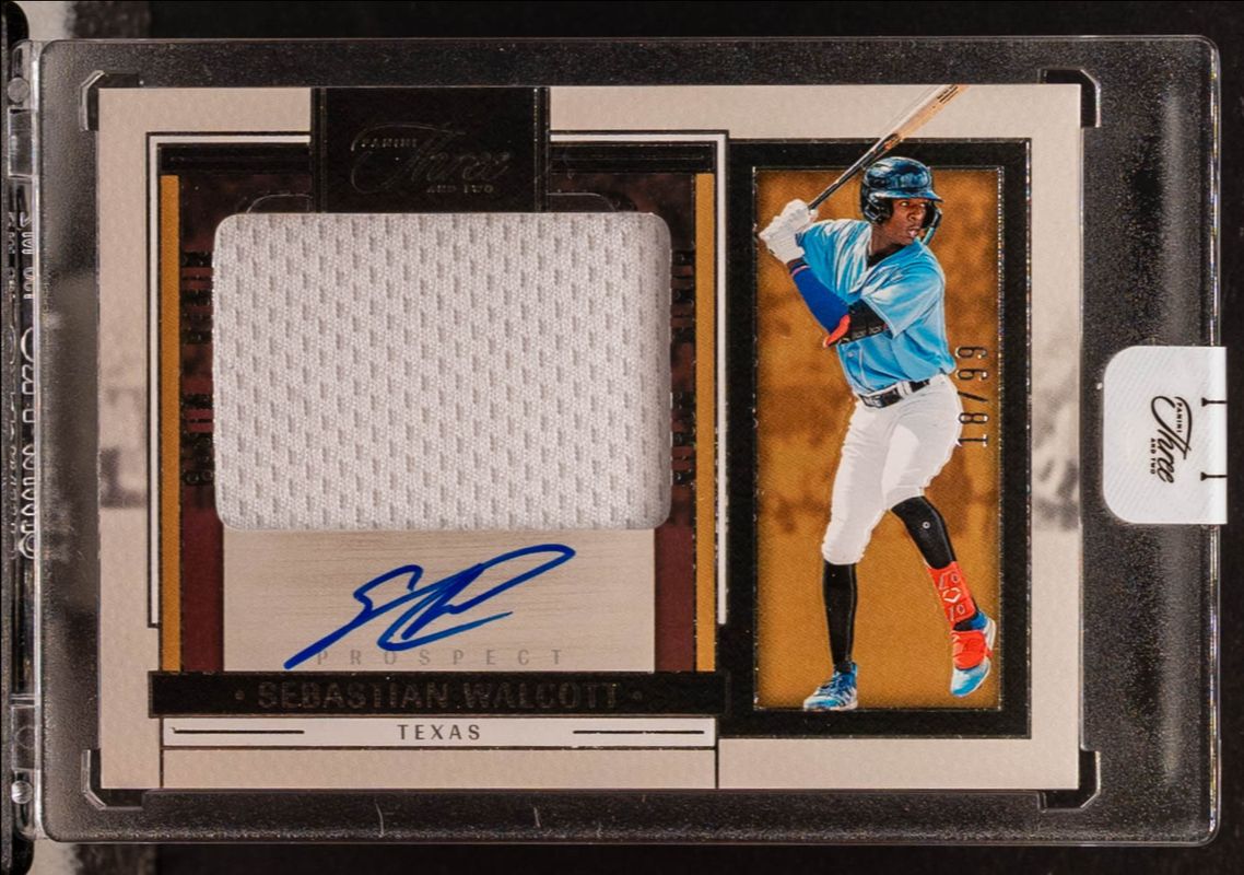 Sebastian Walcott 2024 Panini Three and Two #PJA-SW Prospect Jersey Autographs /99 RAW