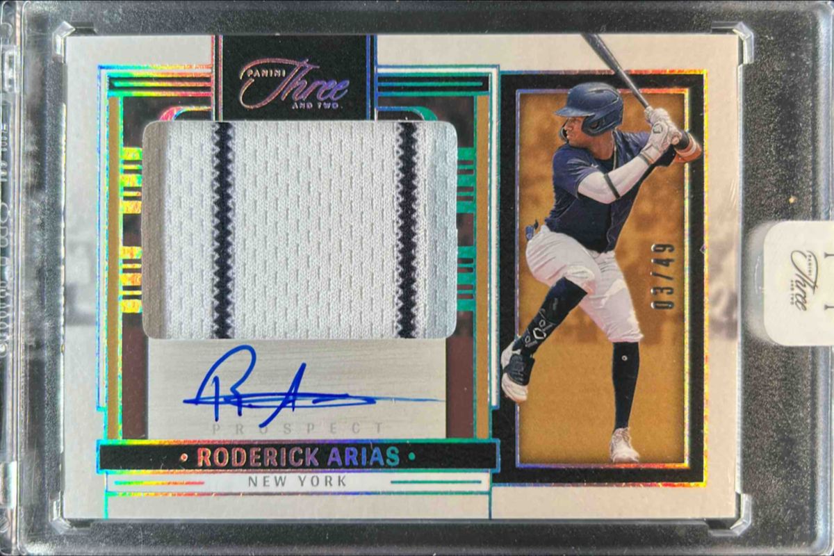 Roderick Arias 2024 Panini Three and Two #PJA-RA Prospect Jersey Autographs - Holo Silver /49 RAW