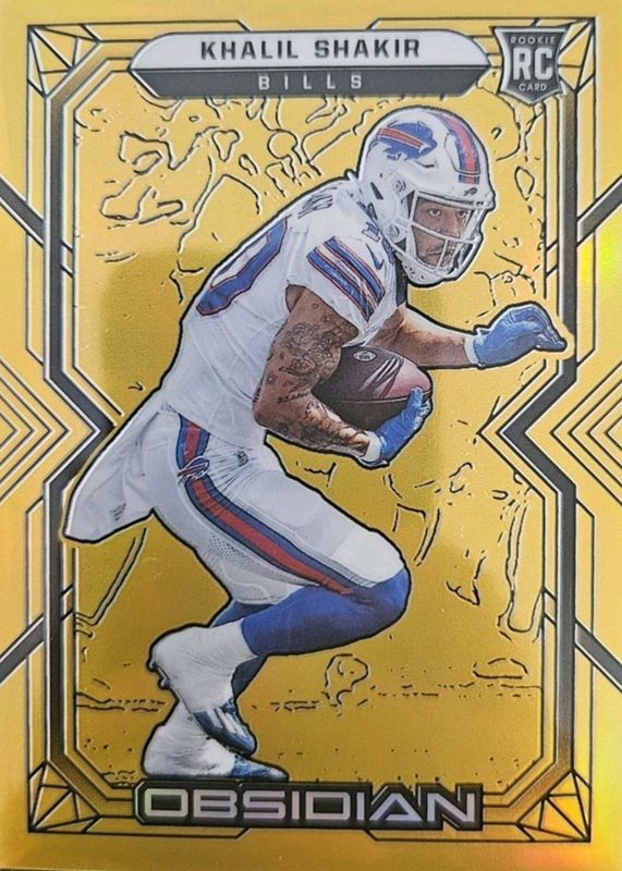 Khalil Shakir 2022 Obsidian #143 Electric Etch Gold Flood /10 Rookie RAW