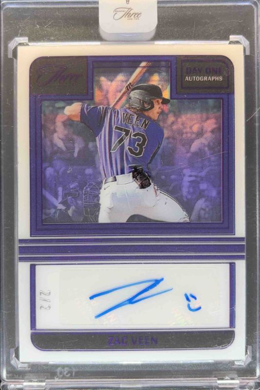 Zac Veen 2023 Panini Three and Two #DOA-ZV Day One Autographs - Two Strikes /2 RAW