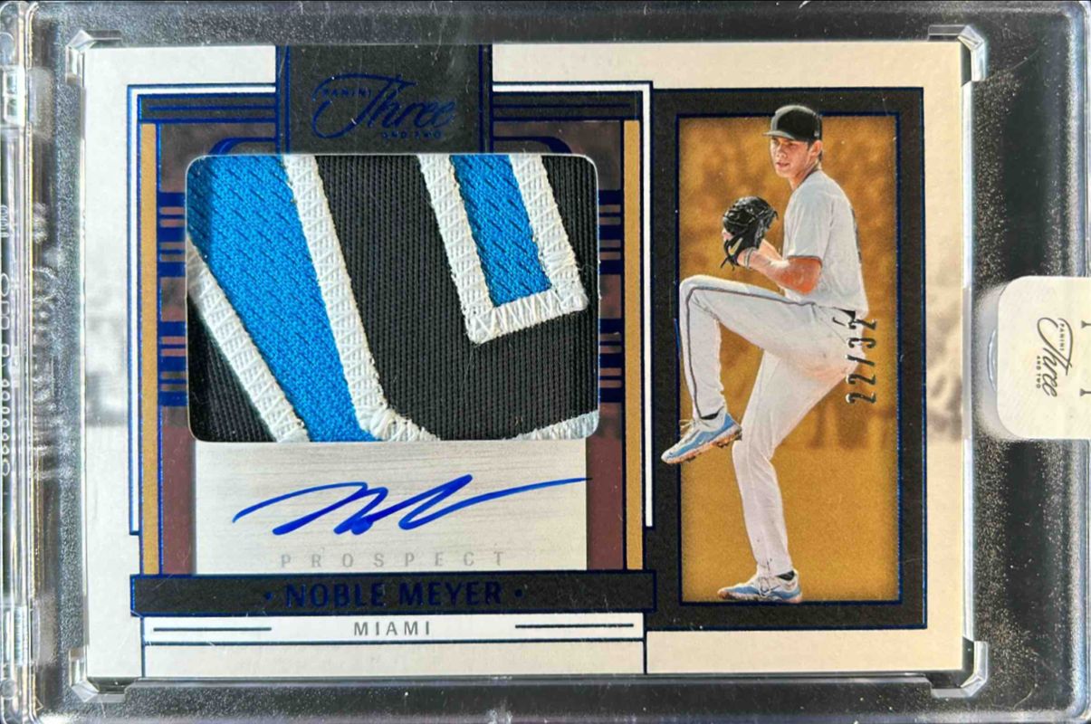 Noble Meyer 2024 Panini Three and Two #PJA-NM Prospect Jersey Autographs - Full Count /32 RAW