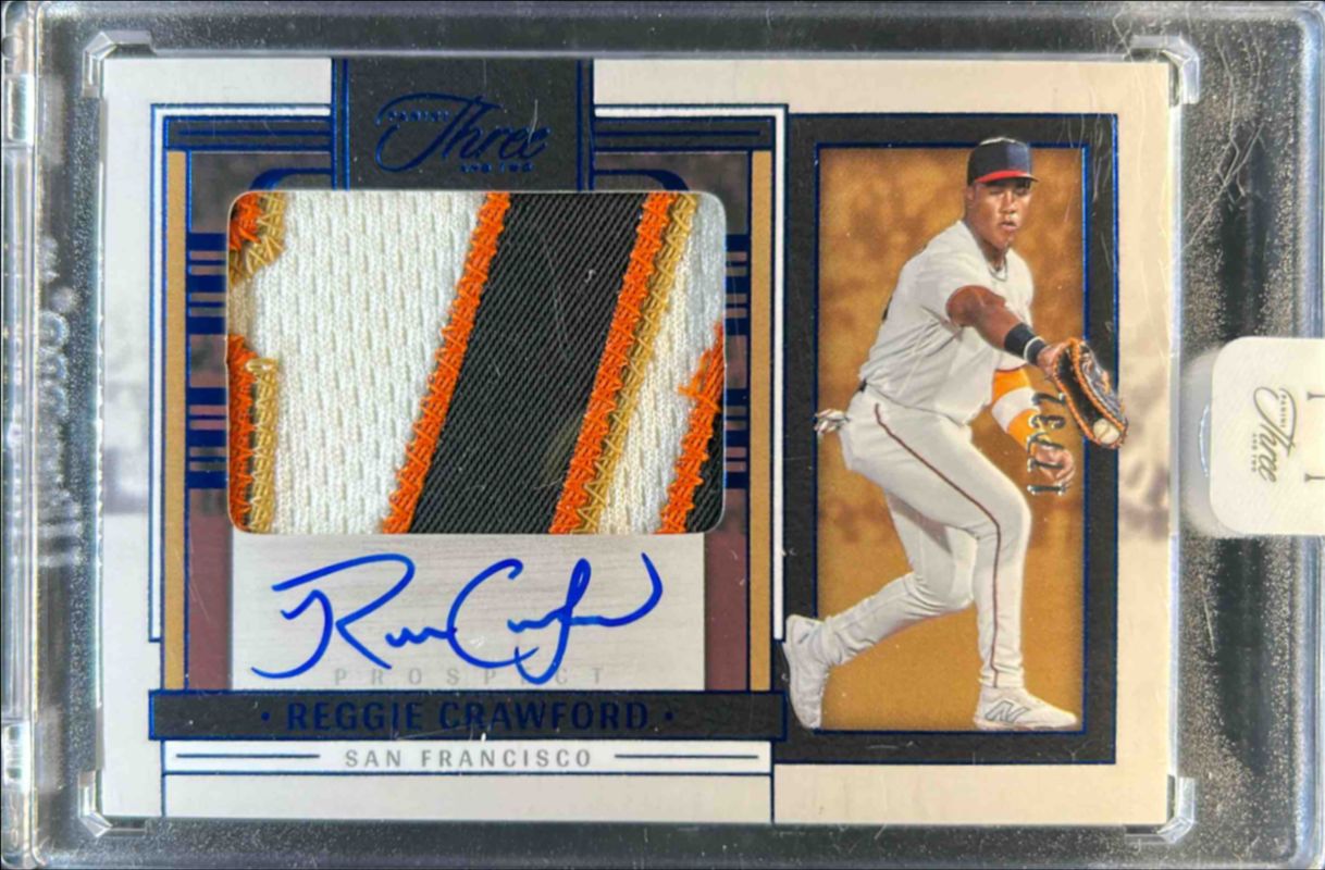 Reggie Crawford 2024 Three and Two #PJA-RC Prospect Jersey Autographs - Full Count /32 RAW