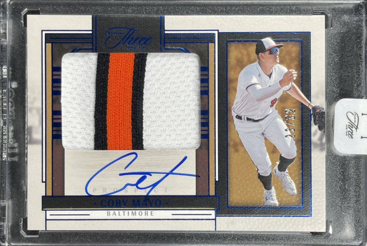 Coby Mayo 2024 Panini Three and Two #PJA-CM Prospect Jersey Autographs - Full Count /32 RAW