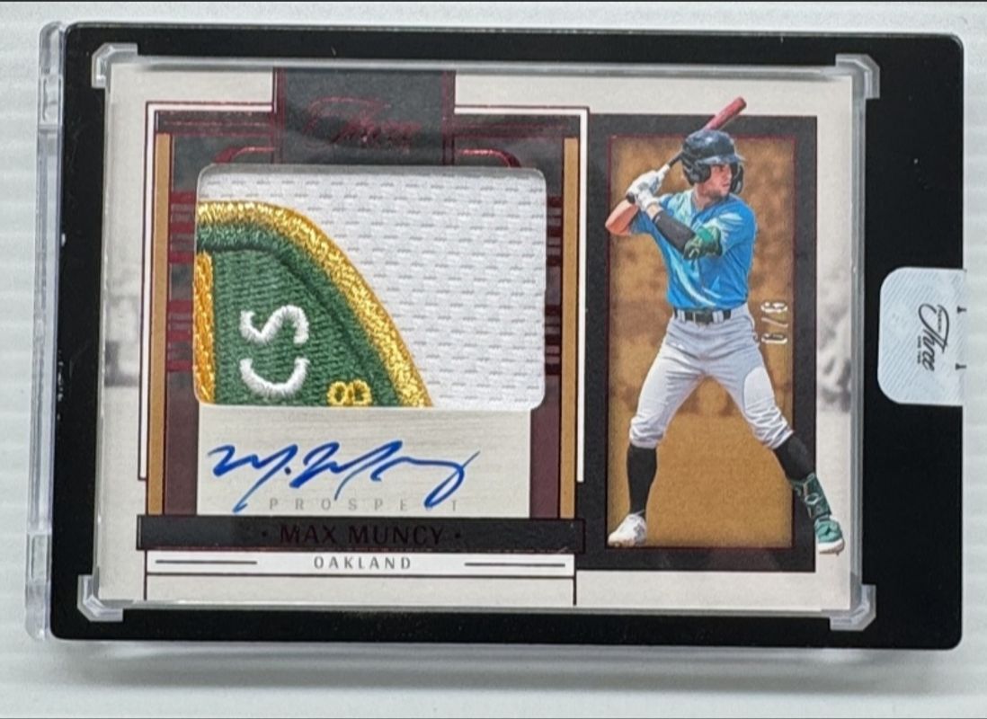 Max Muncy (Athletics) 2024 Panini Three and Two #PJA-MM Prospect Jersey Autographs - Red FOTL /6 RAW
