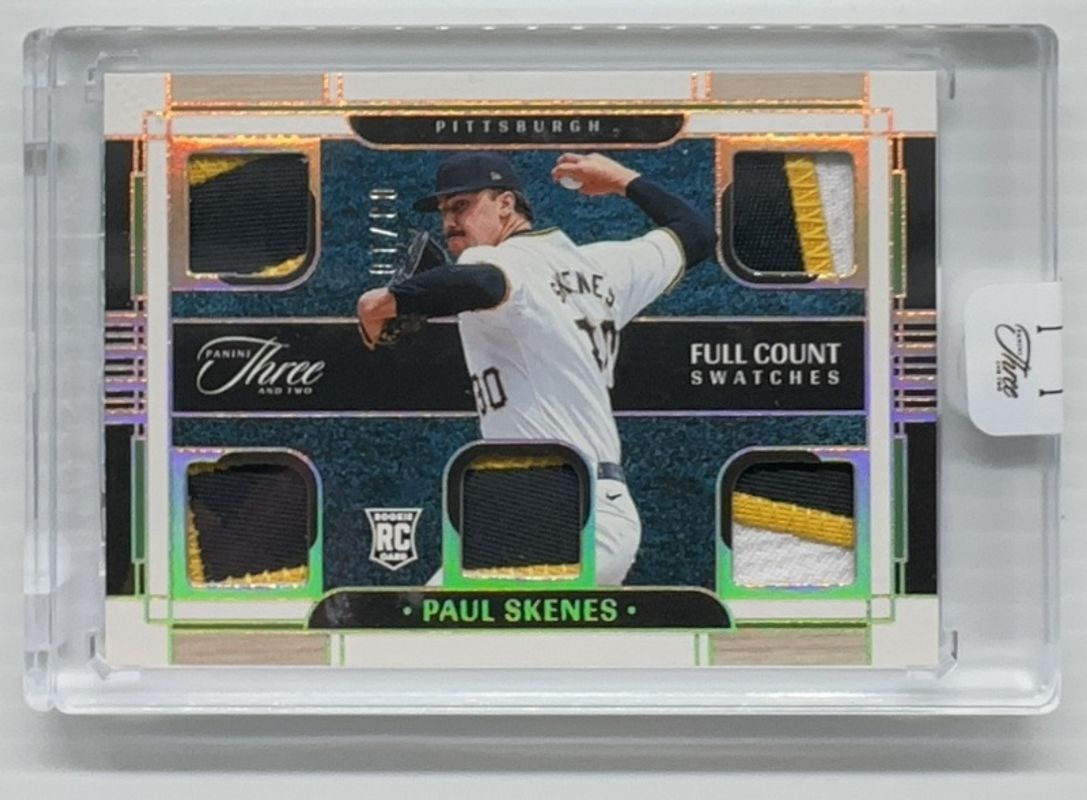 Paul Skenes 2024 Panini Three and Two #FCS-PS Full Count Swatches - Holo Gold /10 Rookie RAW