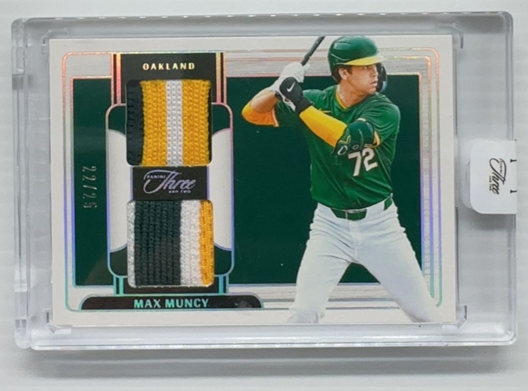 Max Muncy (Athletics) 2024 Panini Three and Two #PDJ-MM Prospect Dual Jerseys - Holo Silver /25 RAW