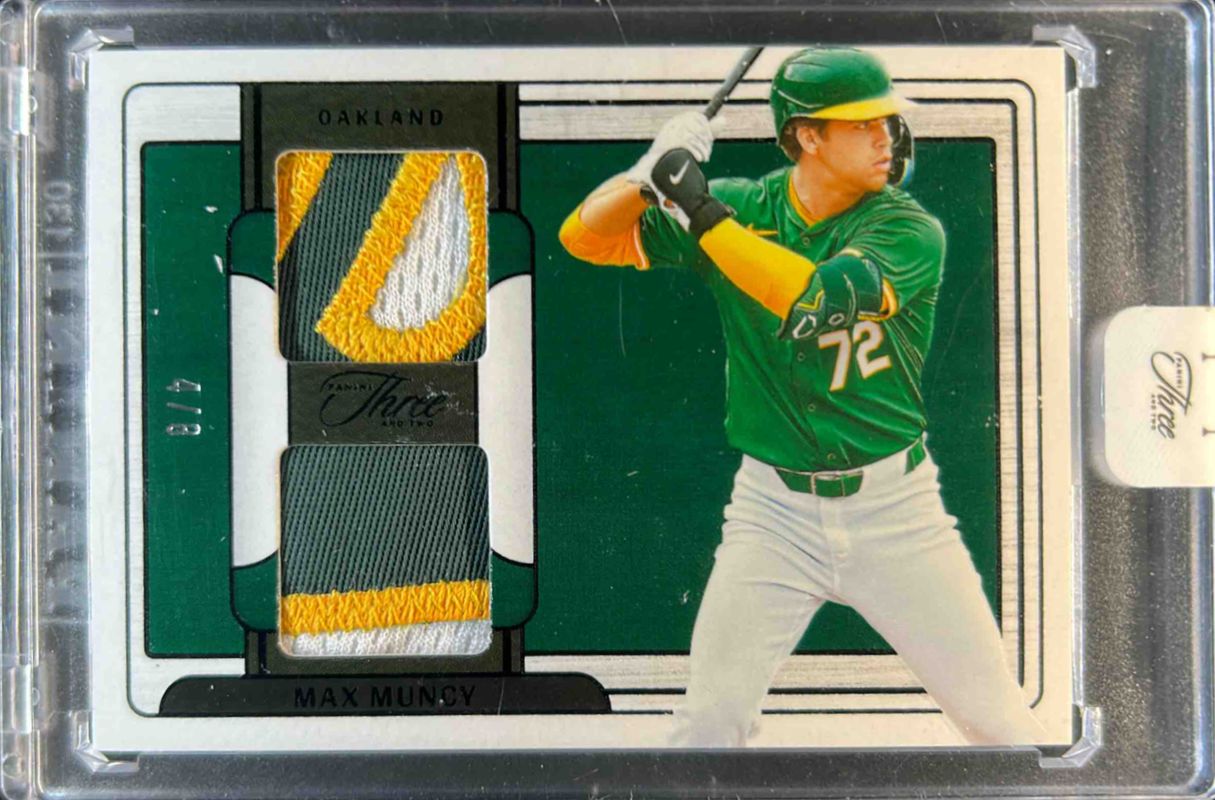 Max Muncy (Athletics) 2024 Panini Three and Two #PDJ-MM Prospect Dual Jerseys - Black /8 RAW