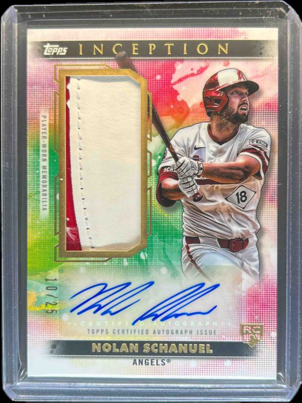 Nolan Schanuel 2024 Topps Inception #AGSR-NS Autographed Batting Glove Relic Card /25 Rookie RAW