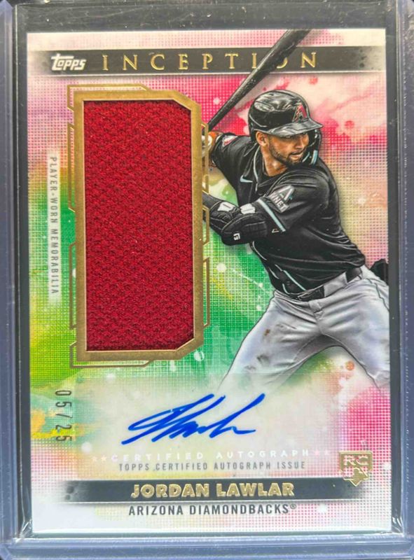 Jordan Lawlar 2024 Topps Inception #AGSR-JLA Autographed Game Sock Relic Card /25 Rookie RAW