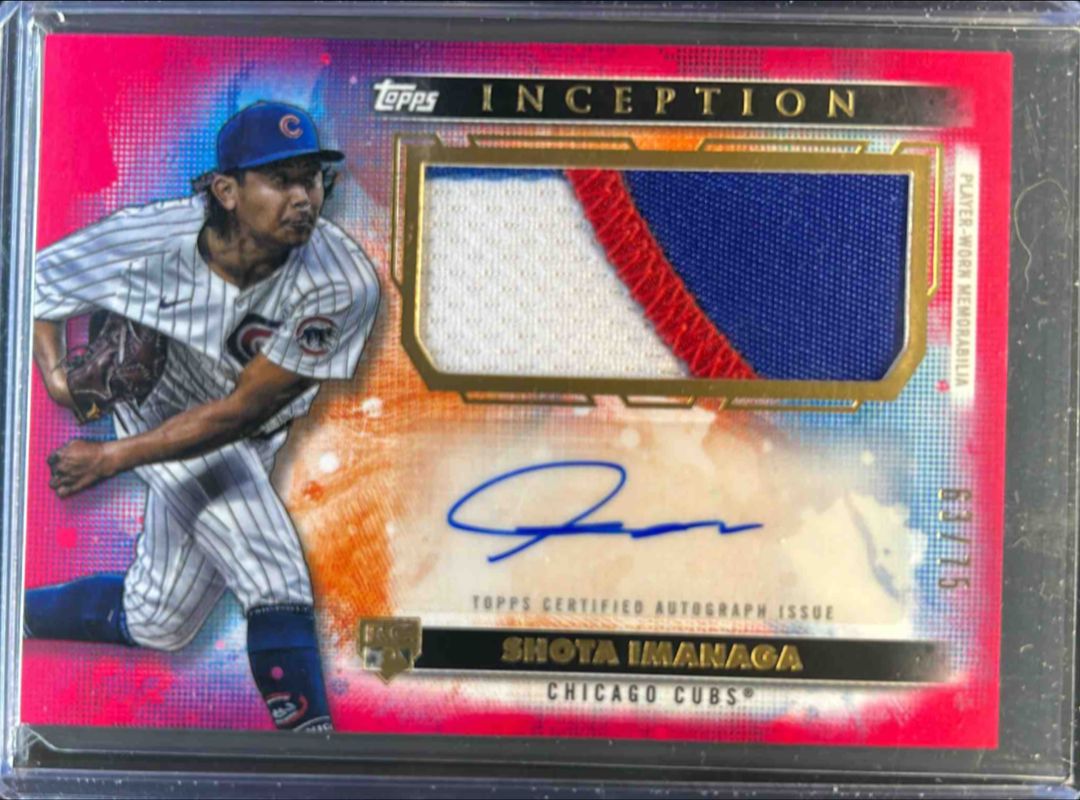 Shota Imanaga 2024 Topps Inception #APC-SI Autographs Patch Cards - Magenta /75 Rookie RAW