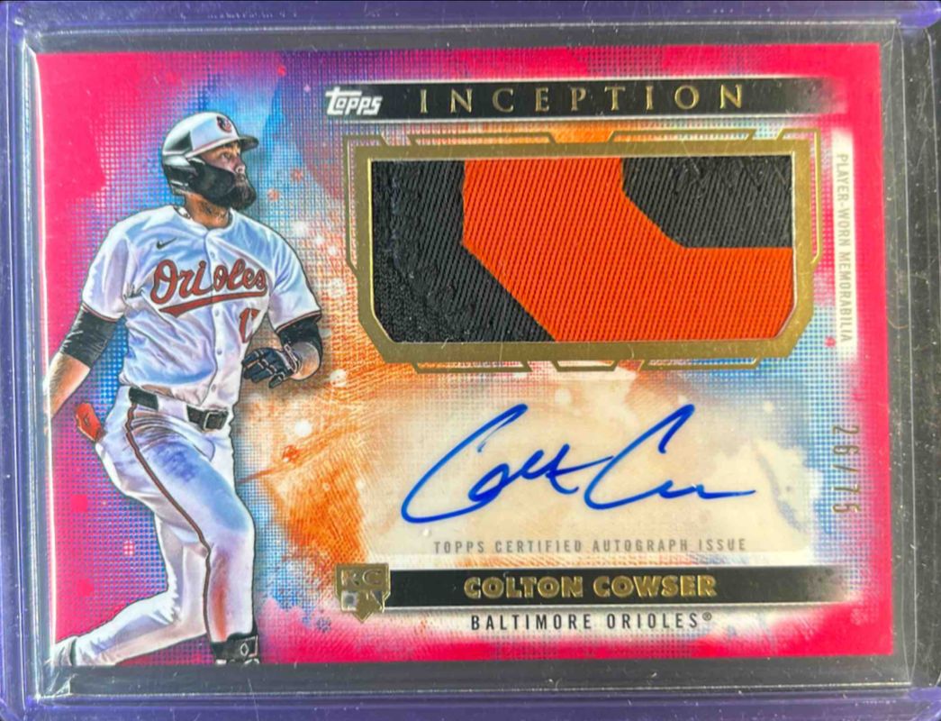 Colton Cowser 2024 Topps Inception #APC-CC Autographs Patch Cards - Magenta /75 Rookie RAW