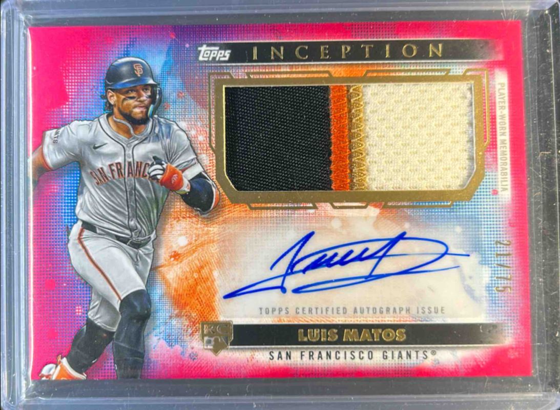 Luis Matos 2024 Topps Inception #APC-LM Autographs Patch Cards - Magenta /75 Rookie RAW