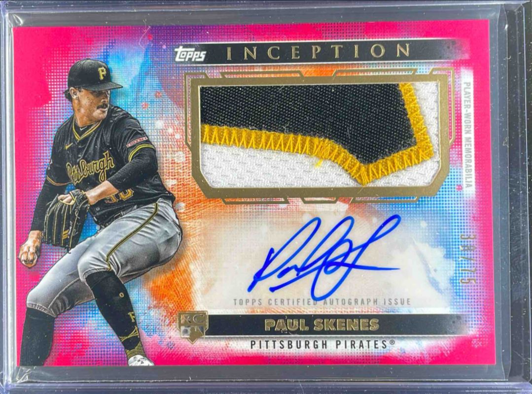 Paul Skenes 2024 Topps Inception #APC-PS Autographs Patch Cards - Magenta /75 Rookie RAW
