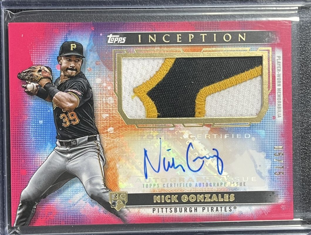 Nick Gonzales 2024 Topps Inception #APC-NG Autographs Patch Cards - Magenta /75 Rookie RAW