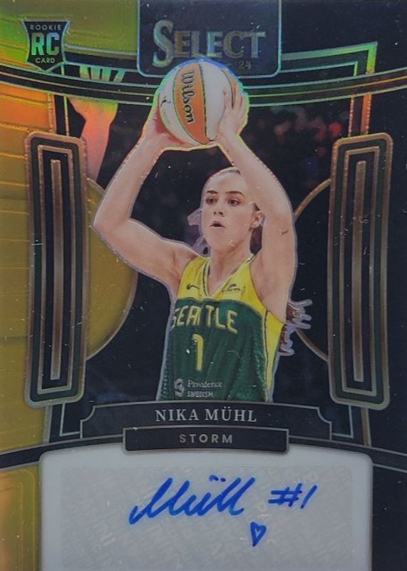 Nika Muhl 2024 Select WNBA #SG-NM Signatures - Black Gold /5 Rookie SGC 9