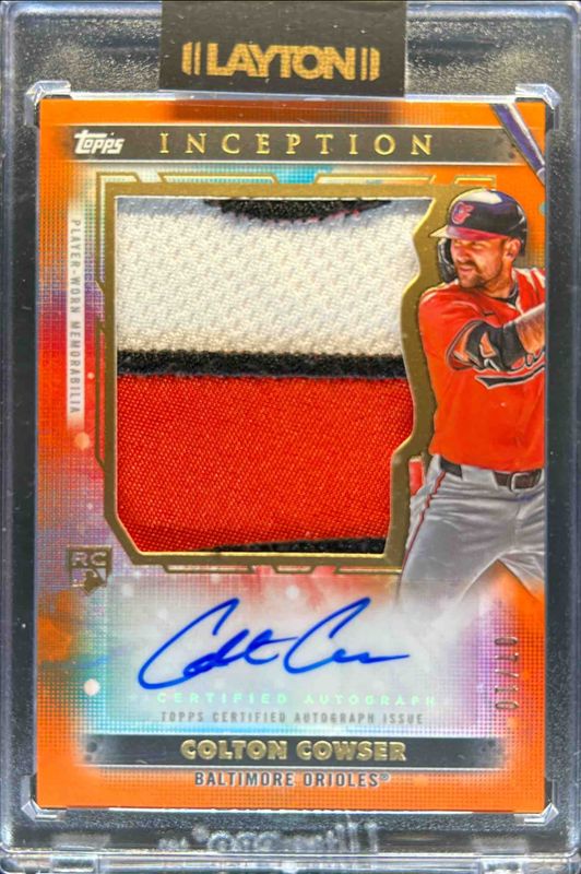 Colton Cowser 2024 Topps Inception #AJP-CC Autographed Jumbo Patch Cards - Orange /10 Rookie RAW
