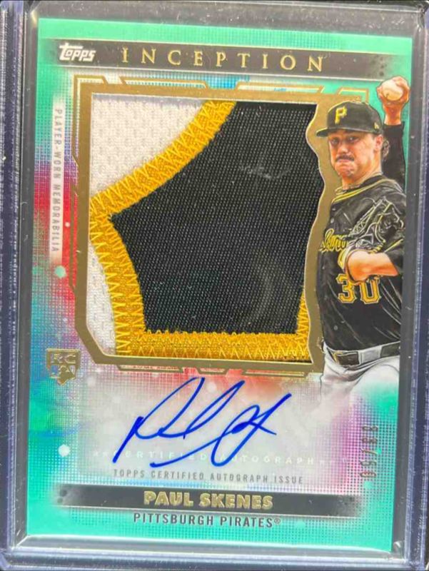 Paul Skenes 2024 Topps Inception #AJP-PS Autographed Jumbo Patch Cards - Aqua /50 Rookie RAW
