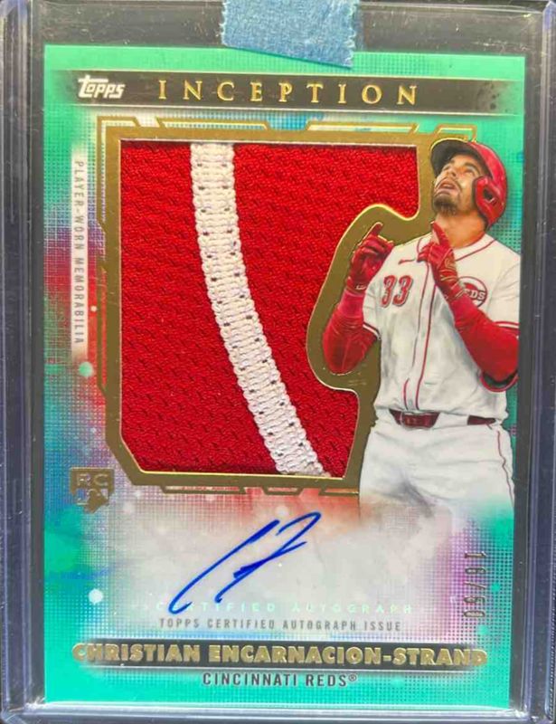 Christian Encarnacion-Strand 2024 Topps Inception #AJP-CE Autographed Jumbo Patch Cards - Aqua /50 Rookie RAW
