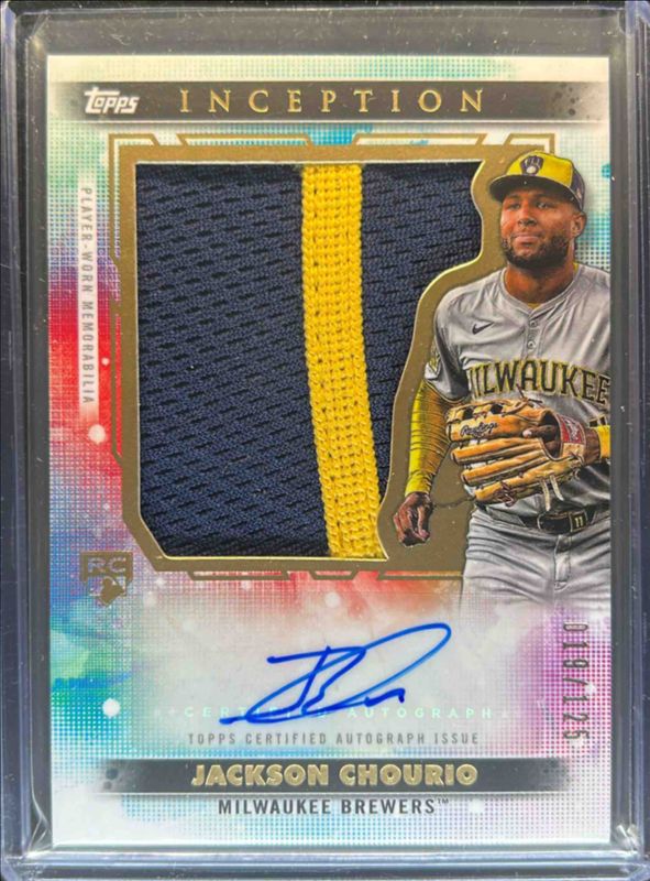 Jackson Chourio 2024 Topps Inception #AJP-JCH Autographed Jumbo Patch Cards /125 Rookie RAW