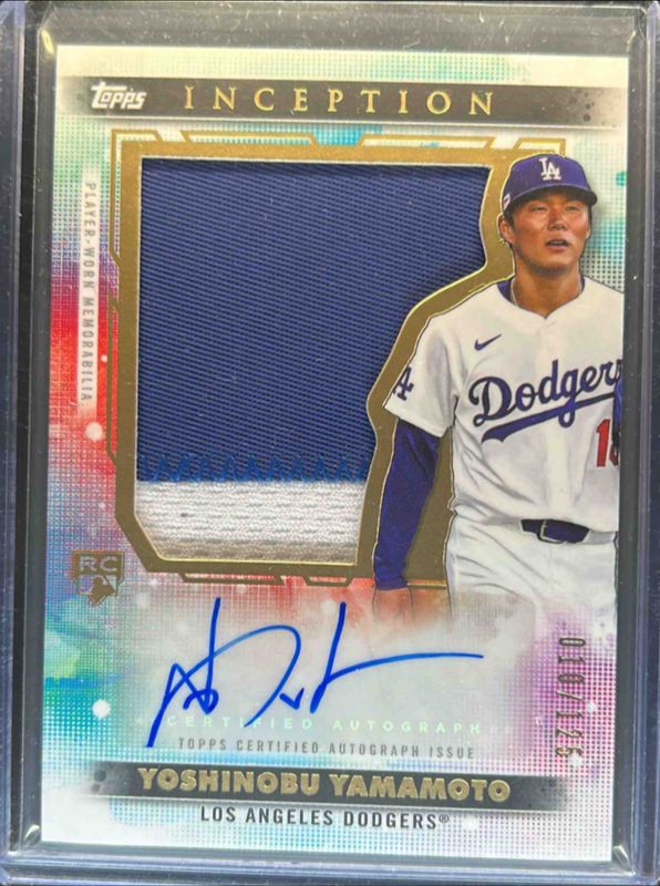 Yoshinobu Yamamoto 2024 Topps Inception #AJP-YY Autographed Jumbo Patch Cards /125 Rookie RAW