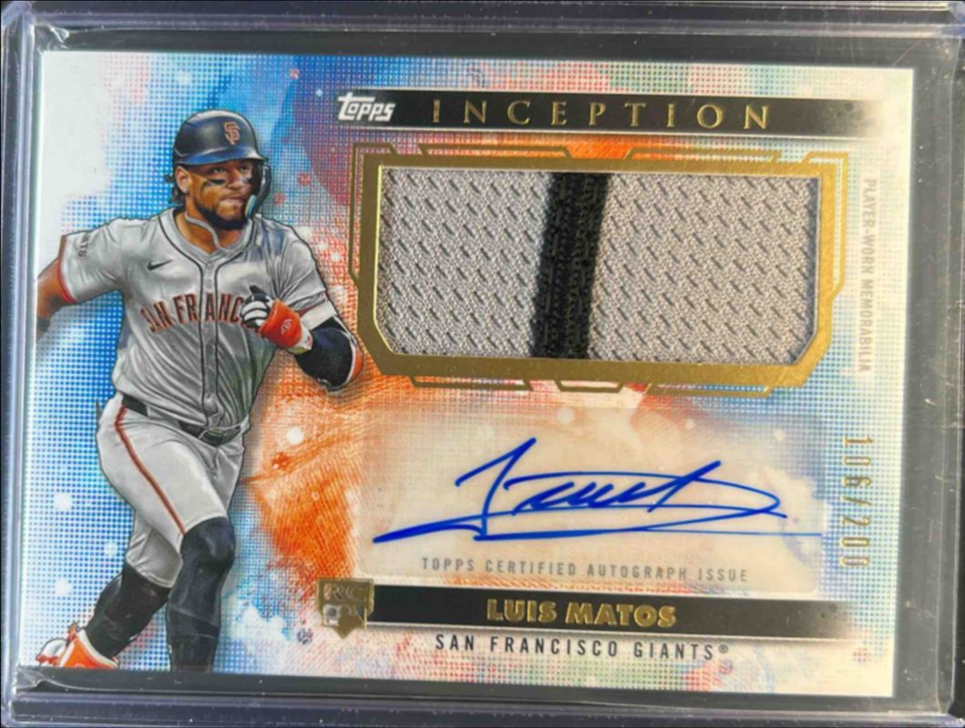 Luis Matos 2024 Topps Inception #APC-LM Autographs Patch Cards /200 Rookie RAW