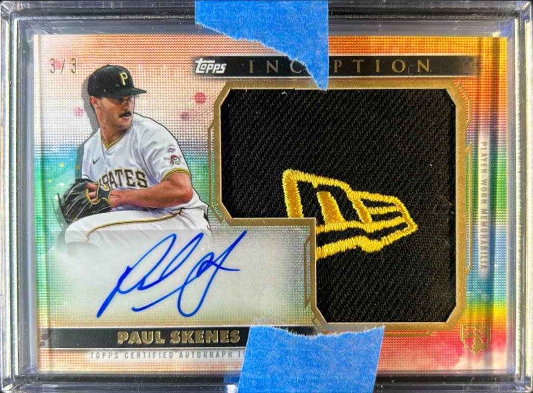 Paul Skenes 2024 Topps Inception #AJHP-PS Autographed Jumbo Hat Patch Card - New Era Logo /5 Rookie RAW