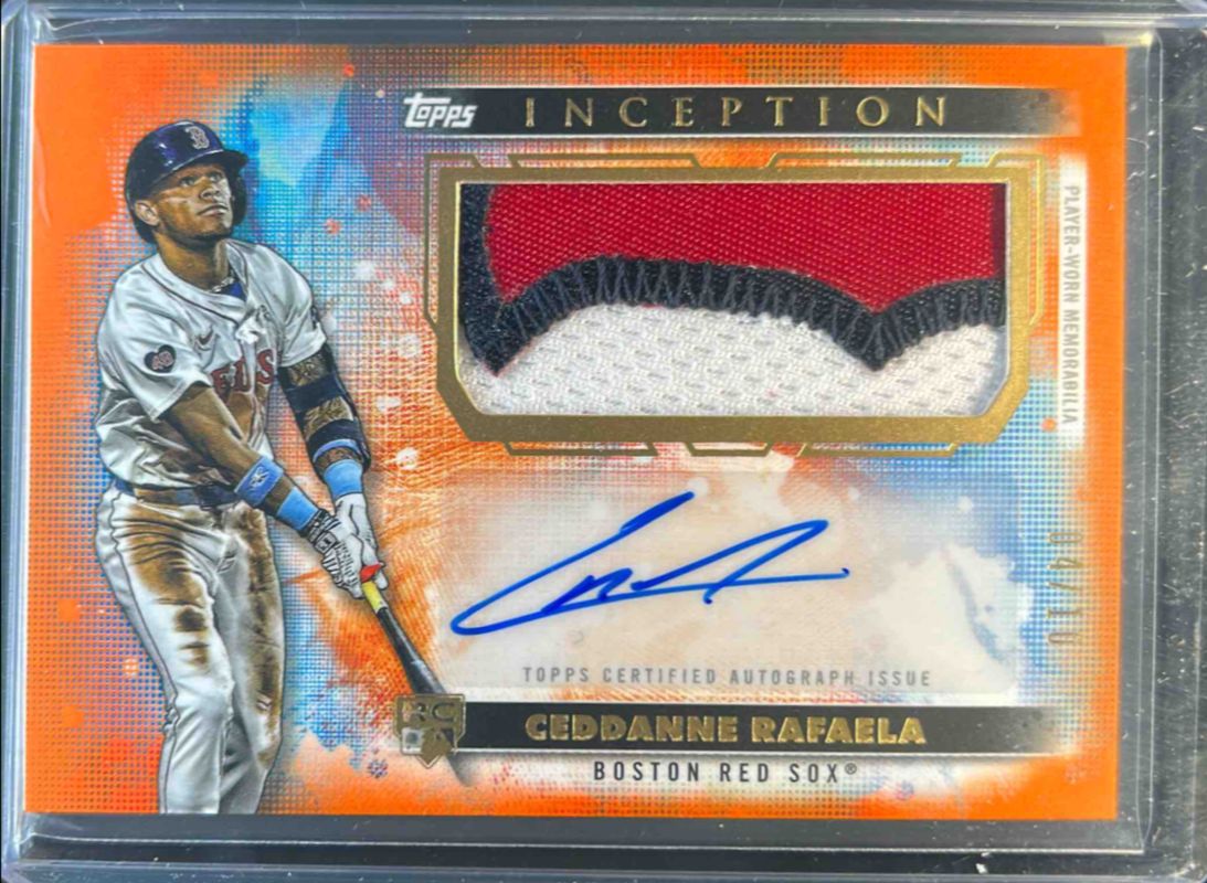 Ceddanne Rafaela 2024 Topps Inception #APC-CR Autographs Patch Cards - Orange /10 Rookie RAW