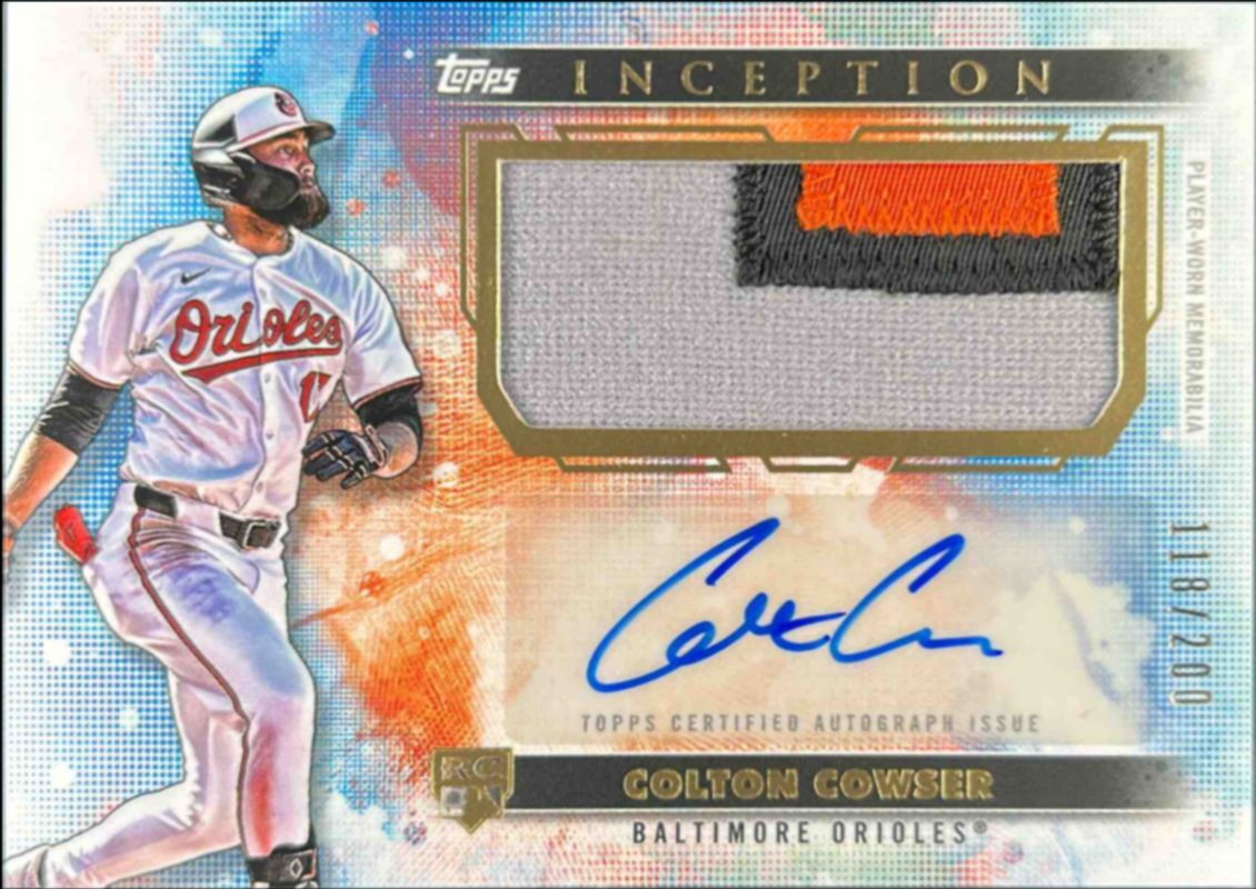 Colton Cowser 2024 Topps Inception #APC-CC Autographs Patch Cards /200 Rookie RAW