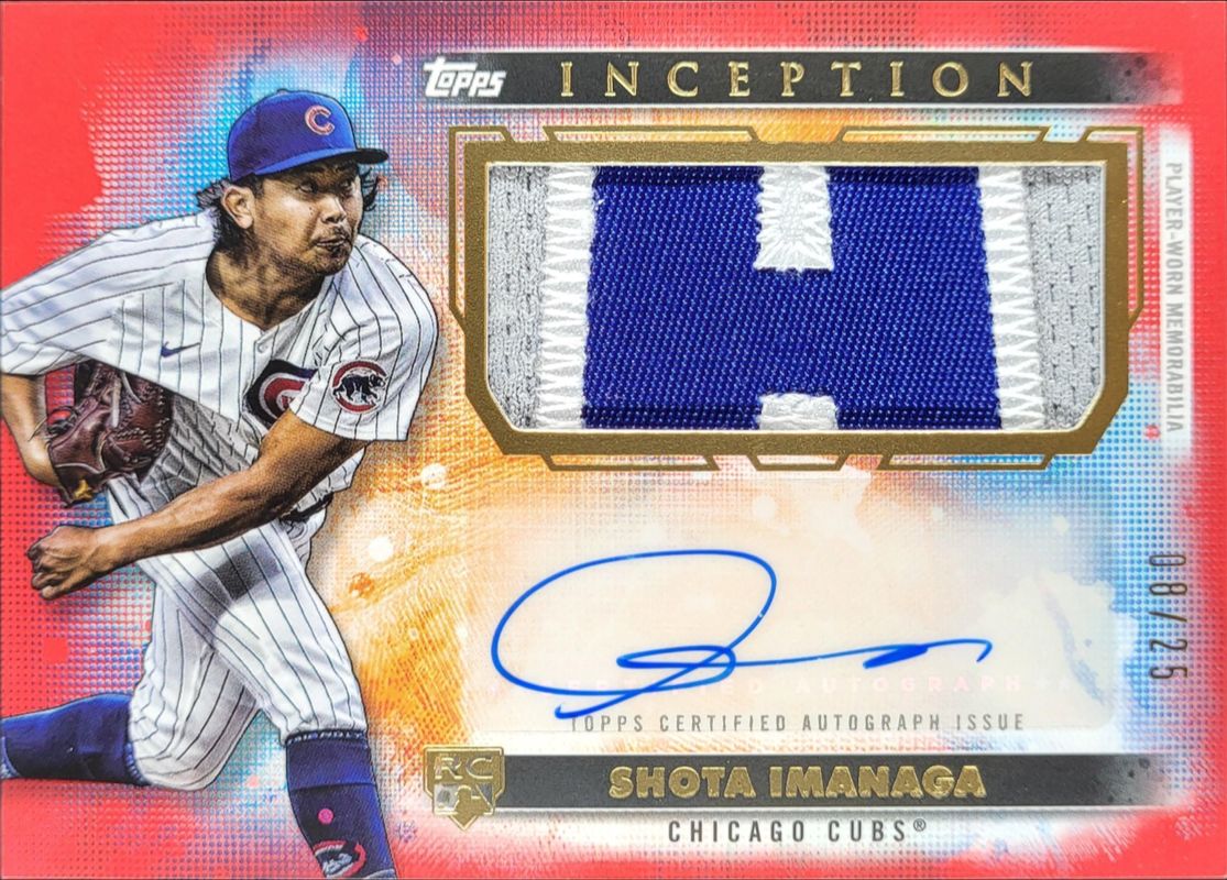 Shota Imanaga 2024 Topps Inception #APC-SI Autographs Patch Cards - Red /25 Rookie RAW