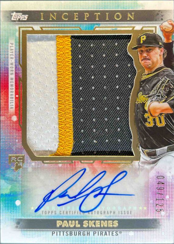 Paul Skenes 2024 Topps Inception #AJP-PS Autographed Jumbo Patch Cards /125 Rookie RAW
