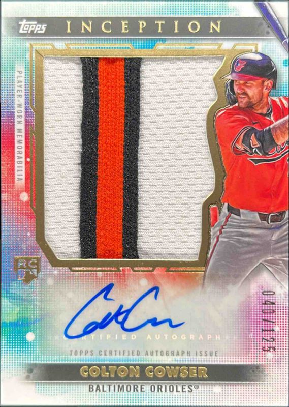 Colton Cowser 2024 Topps Inception #AJP-CC Autographed Jumbo Patch Cards /125 Rookie RAW