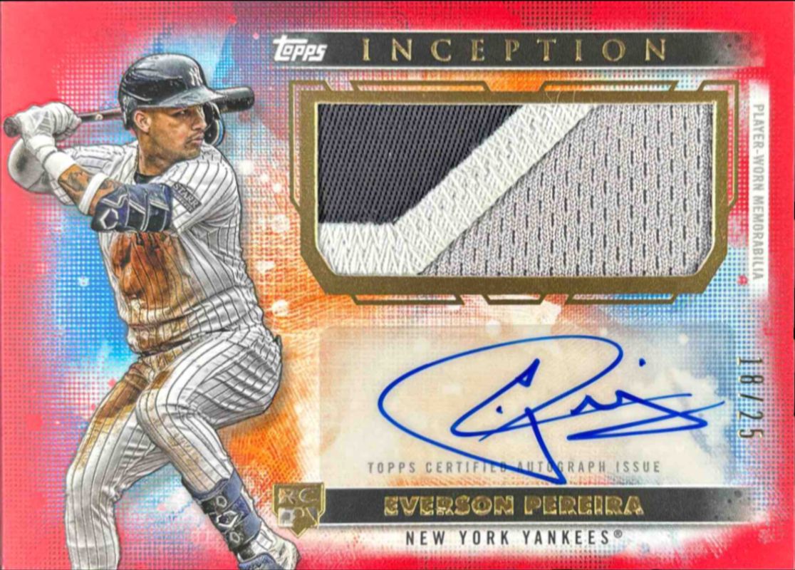 Everson Pereira 2024 Topps Inception #APC-EP Autographs Patch Cards - Red /25 Rookie RAW