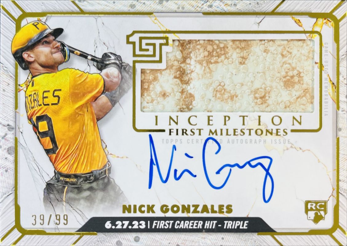 Nick Gonzales 2024 Topps Inception #FMAR-NG MLB First Milestones Autographs Relics /99 Rookie RAW