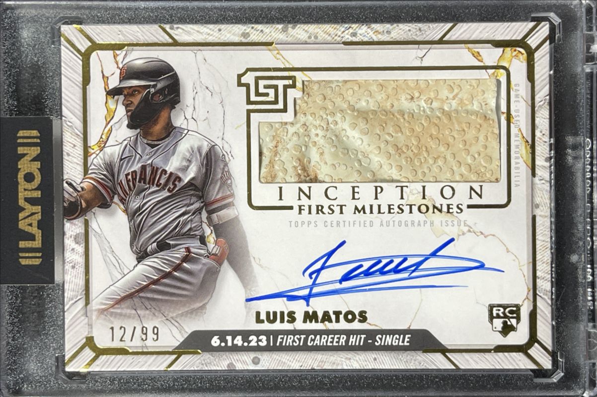 Luis Matos 2024 Topps Inception #FMAR-LM MLB First Milestones Autographs Relics /99 Rookie RAW