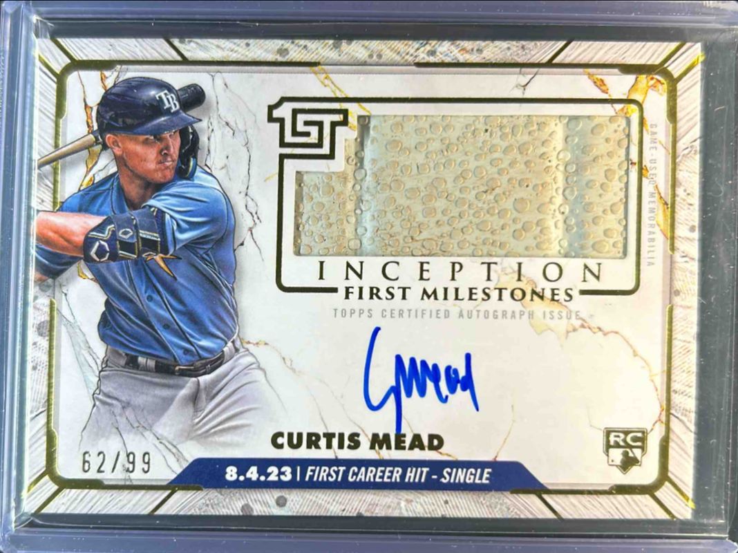 Curtis Mead 2024 Topps Inception #FMAR-CM MLB First Milestones Autographs Relics /99 Rookie RAW